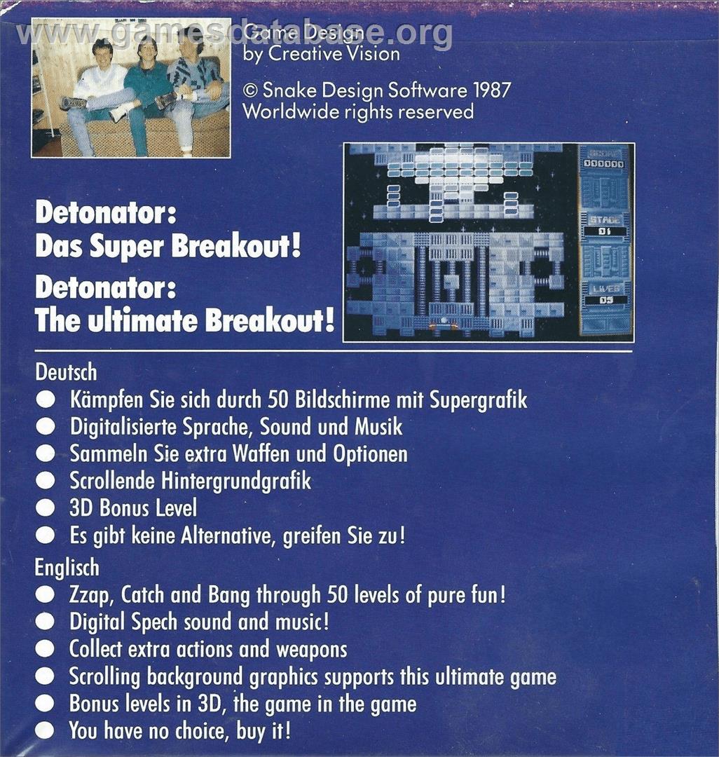Detonator - Commodore Amiga - Artwork - Box Back